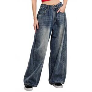 NEW MIMOSA stonewash wide leg baggy denim jeans in smoky blue